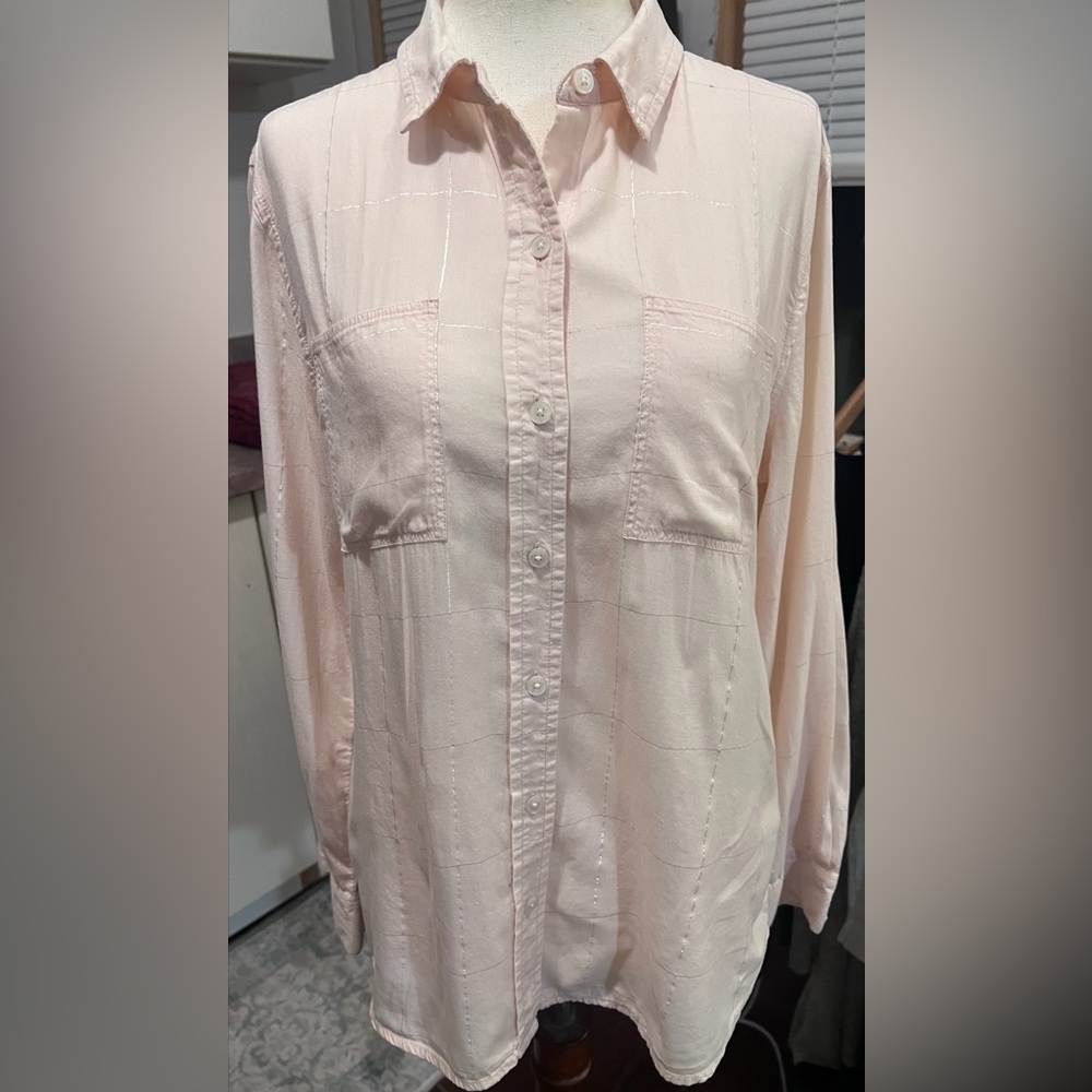 Calvin Klein Pink Button-Up Shirt with Silver Accents
